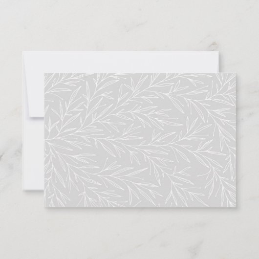 Moderne botanische Leaf Silver Wedding RSVP Card (Rückseite)