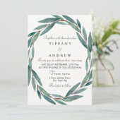 Moderne botanische Leaf Wreath Wedding Einladung (Stehend Vorderseite)