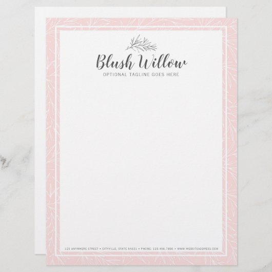 Moderne botanische Leaf-Zweige Minimalistisch blüt Briefbogen (Vorne/Hinten)