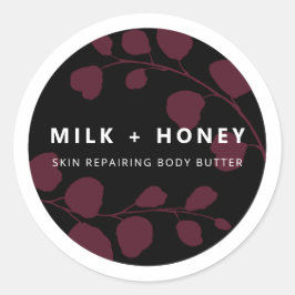 Moderne botanische Lila Produktkennzeichnungen Runder Aufkleber