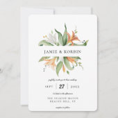 Moderne Botanische Lily-Floral-Hochzeit Einladung (Vorderseite)