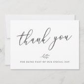 Moderne Botanische Linie Art Hochzeit Dankeskarte (Vorderseite)