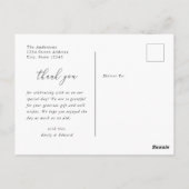 Moderne Botanische Linie Art Wedding Vielen Dank Postkarte (Rückseite)