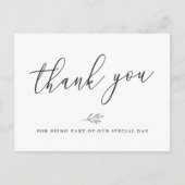 Moderne Botanische Linie Art Wedding Vielen Dank Postkarte (Vorderseite)