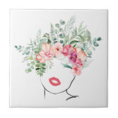 Moderne botanische Linien Fliese (Vorderseite)