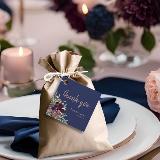 Moderne Botanische Marine Rose Gold Hochzeit Viele Geschenkanhänger