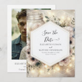 Moderne botanische Mason Jar Wedding Save The Date (Vorne/Hinten)