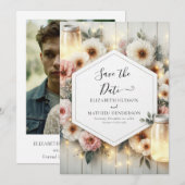 Moderne botanische Mason Jar Wedding Save The Date (Vorne/Hinten)