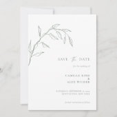 Moderne botanische Minimaldecke Save The Date (Vorderseite)