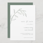 Moderne botanische Minimaldecke Save The Date (Vorne/Hinten)