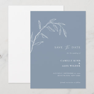 Moderne Botanische Minimale Blatt Hochzeit Staubla Save The Date