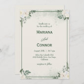 Moderne botanische Minimalistische Hochzeitseinlad Einladung (Vorne/Hinten)