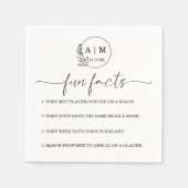 Moderne Botanische Monogramm-Fun-Facts-Hochzeit Serviette (Vorderseite)