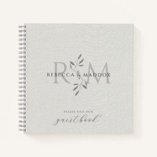 Moderne botanische Monogramm-Hochzeitsgästebuch Notizblock