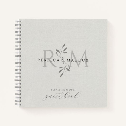 Moderne botanische Monogramm-Hochzeitsgästebuch Notizblock (Vorderseite)