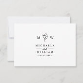 Moderne Botanische Monogramm-Initialen Hochzeit RSVP Karte (Rückseite)