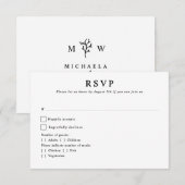 Moderne Botanische Monogramm-Initialen Hochzeit RSVP Karte (Vorne/Hinten)