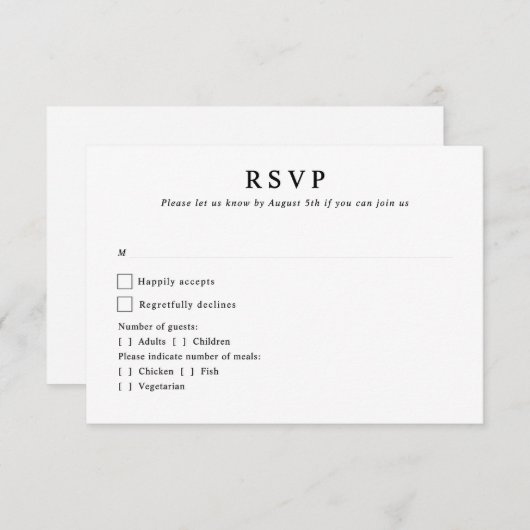 Moderne Botanische Monogramm-Initialen Hochzeit RSVP Karte (Vorne/Hinten)