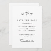 Moderne Botanische Monogramm-Initialen Hochzeit Save The Date (Vorne/Hinten)