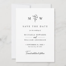 Moderne Botanische Monogramm-Initialen Hochzeit