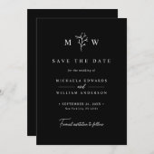 Moderne Botanische Monogramm-Initialen Hochzeit Save The Date (Vorne/Hinten)