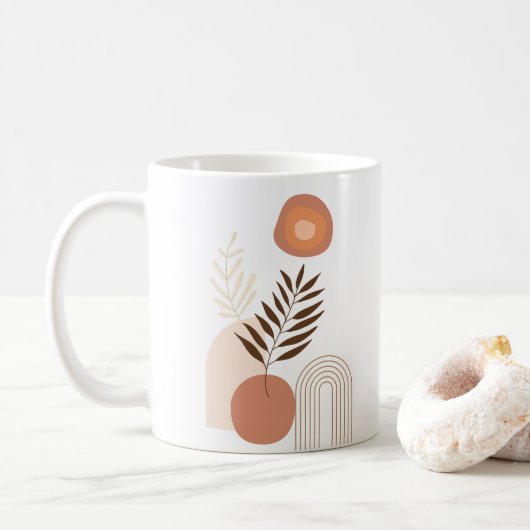 Moderne botanische Morgenröte | Positive Vibes Kaffeetasse (Mit Donut)