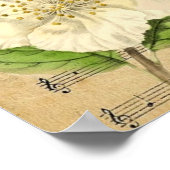 moderne botanische Musiknoten Frankenvogel Kamelie Poster (Ecke)