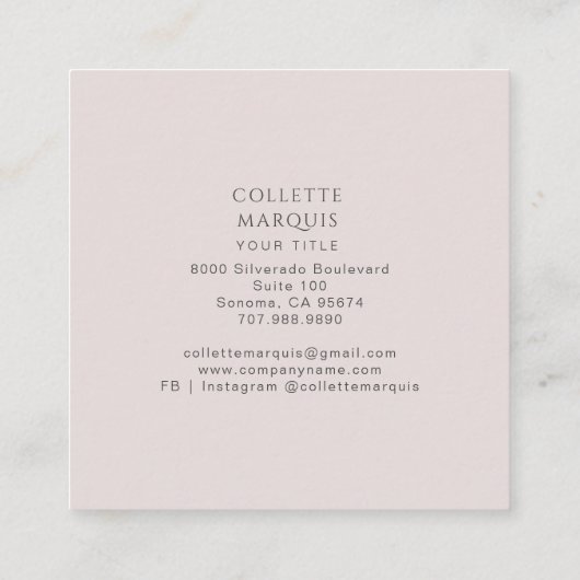 Moderne Botanische Mustermonogramm-Visitenkarte Quadratische Visitenkarte (Rückseite)