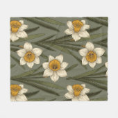 Moderne Botanische Narzissen-Muster (2) Fleecedecke (Vorderseite (Horizontal))