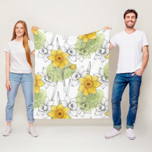Moderne Botanische Narzissen-Muster Fleecedecke