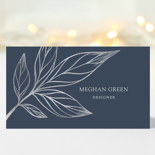 Moderne Botanische Navy Blue Business Card Visitenkarte