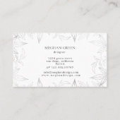 Moderne Botanische Navy Blue Business Card Visitenkarte (Rückseite)