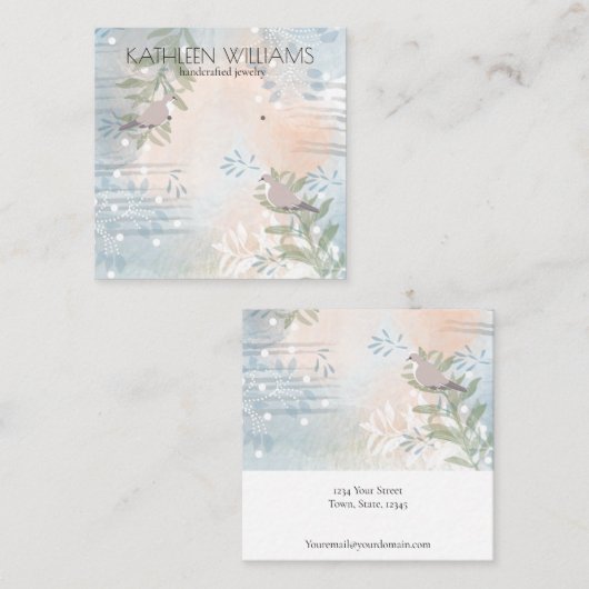 Moderne botanische Ohrring-Grafikkarte Quadratische Visitenkarte (Vorne/Hinten)