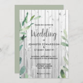 Moderne botanische Olive Blätter Hochzeit Einladung (Vorne/Hinten)