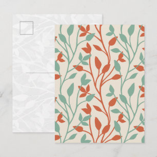 Moderne botanische Orange-Salbei-Rebe Postkarte
