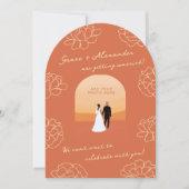 Moderne botanische Orangenhochzeit Einladung (Vorderseite)