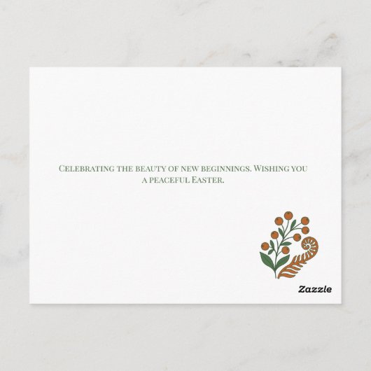 Moderne botanische Ostergrüße Postkarte (Rückseite)