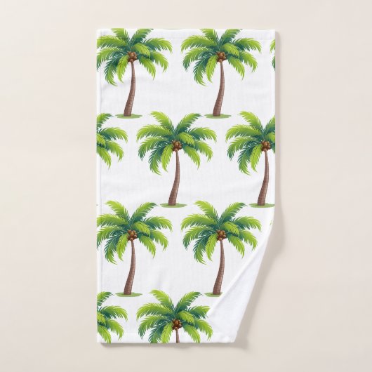Moderne botanische Palmen im Sommer auf Weiß Badhandtuch Set (Handtuch)