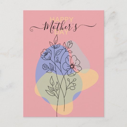 Moderne botanische Pastelinie Art Muttertag Postkarte (Vorderseite)