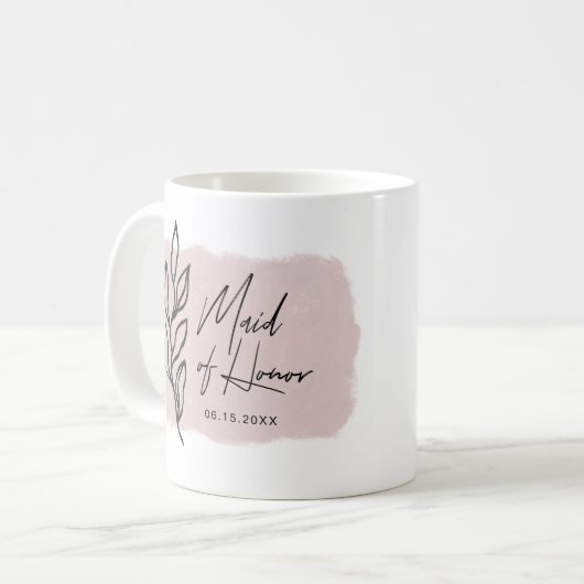 moderne botanische Pastell-Trauzeugin Tasse (Vorderseite Links)