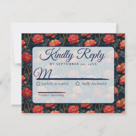 Moderne botanische Pfingstrosen Frühling Hochzeit  RSVP Karte
