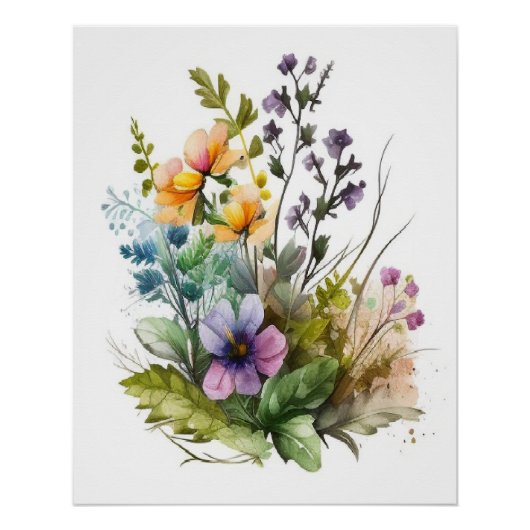 Moderne botanische Pflanze Blätter Leinwand Mauer  Poster (Vorderseite)