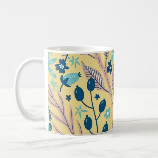 Moderne botanische Pflanzen und Blumen Kaffeetasse (Links)