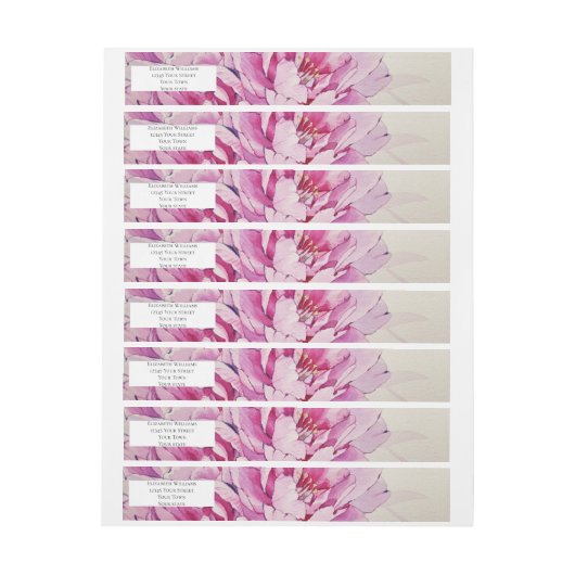 Moderne botanische Pink-Peony-Rücksendeadresse (Bogen)