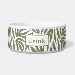 Moderne Botanische Printtrinkdose Dog Bowl Napf
