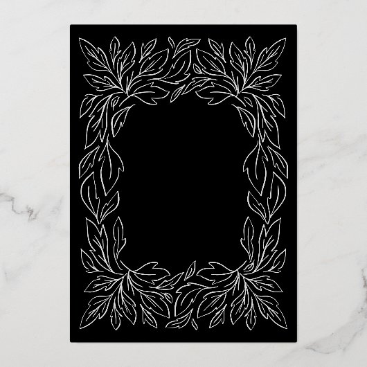 Moderne botanische Rahmen Elegante Hochzeit Schwar Folieneinladung (Rückseite)