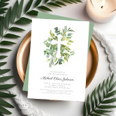 Moderne botanische Religiöse Kreuztaufe Einladung