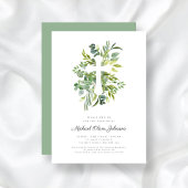 Moderne botanische Religiöse Kreuztaufe Einladung