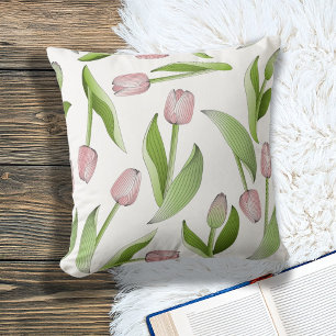 Moderne botanische rosa Tulpe Kissen
