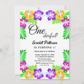 Moderne botanische Rose Floral 1. Geburtstag Einladung (Vorderseite)